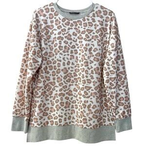 *NWOT* Leopard Print Split Hem Drop Shoulder Tunic Sweatshirt
